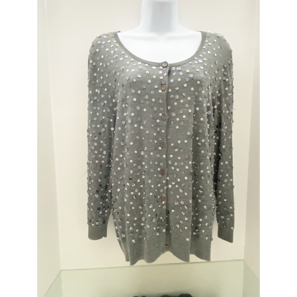 Halogen Button Down Sequined Sweater